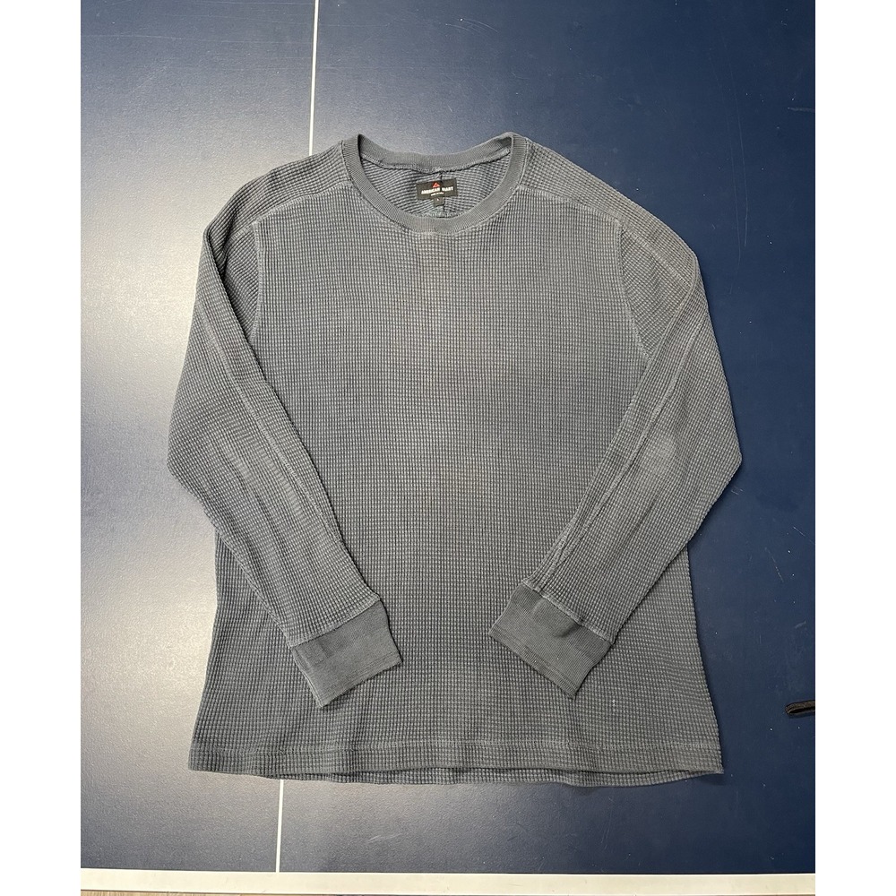 American Giant Long Sleeve Shirt Mens L Waffle Knit Thermal Crewneck Made In USA